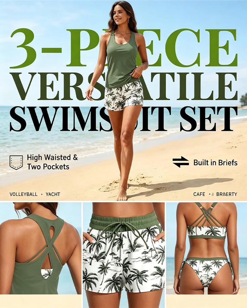 Crisscross Ärmelloses Top mit Bedeckung + Bedruckte Hose mit Kordeldruck