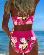 Jolina | Floral Split Bikini with Contrast Design