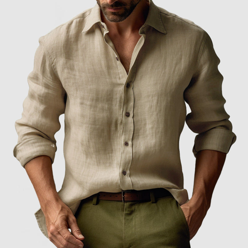 Nestore | Herren Vintage Leinenhemd mit langen Ärmeln