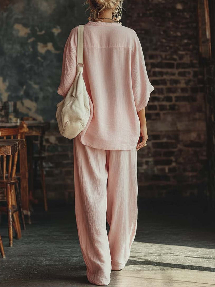 Samantha V-Ausschnitt Shirt und Hosen Set
