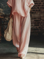 Samantha V-Ausschnitt Shirt und Hosen Set