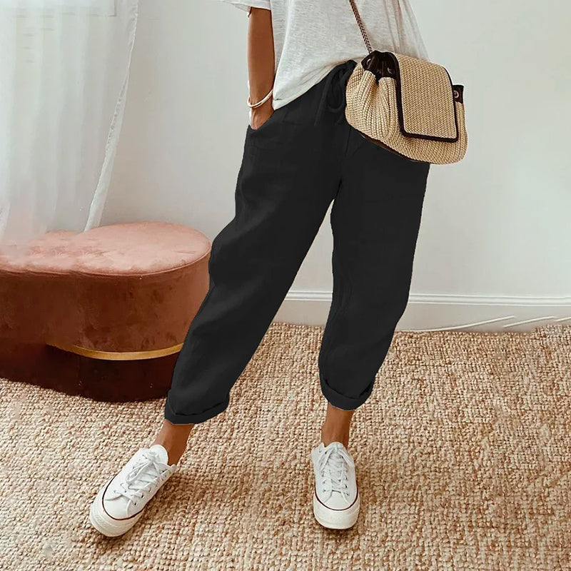 Wilma - Bequeme Freizeit-Hose aus Baumwolle und Leinen