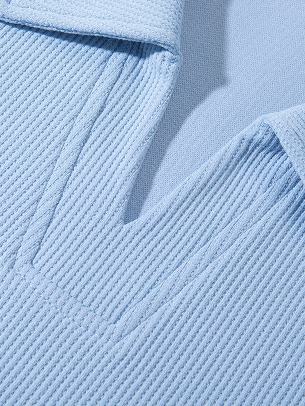 Bequemes Waffel-Polo Sweatshirt mit V-Ausschnitt