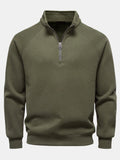 Pullover mit gerippten Raglanärmeln und Viertelreißverschluss