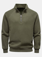 Pullover mit gerippten Raglanärmeln und Viertelreißverschluss