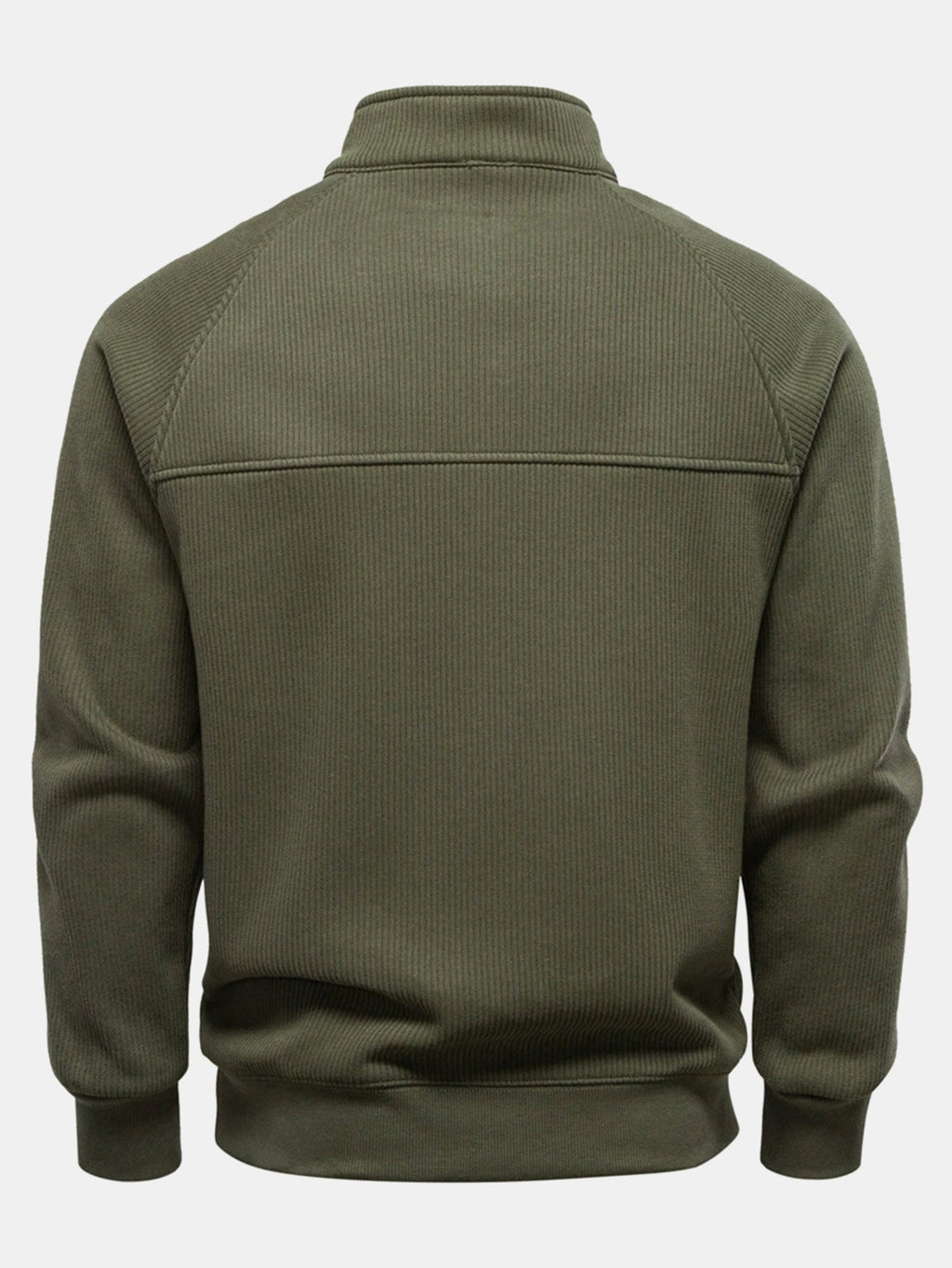 Pullover mit gerippten Raglanärmeln und Viertelreißverschluss