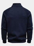 Pullover mit gerippten Raglanärmeln und Viertelreißverschluss