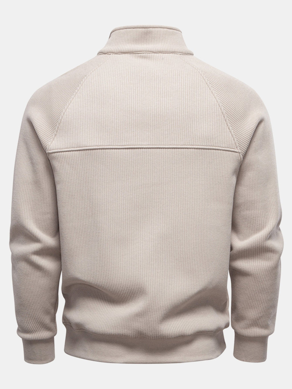 Pullover mit gerippten Raglanärmeln und Viertelreißverschluss