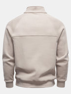 Pullover mit gerippten Raglanärmeln und Viertelreißverschluss
