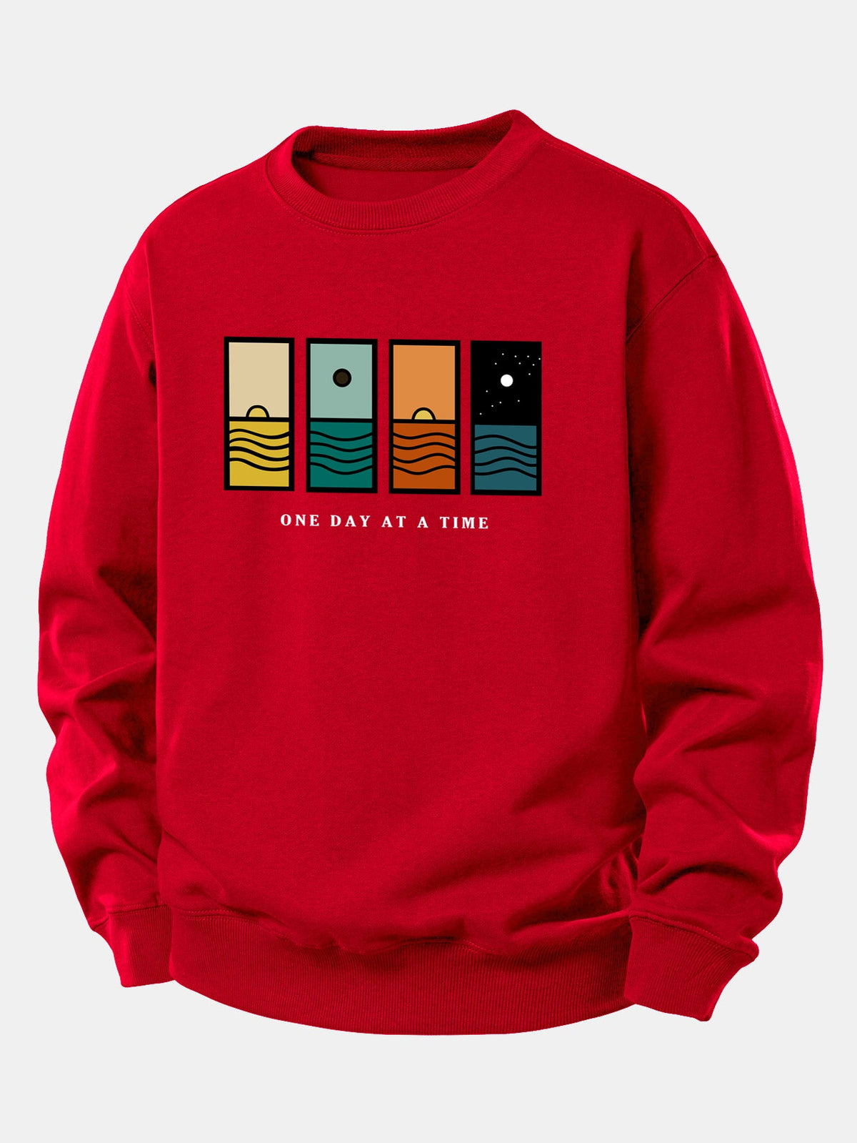 Relaxed-Fit Sweatshirt with 'One Day At A Time' Print