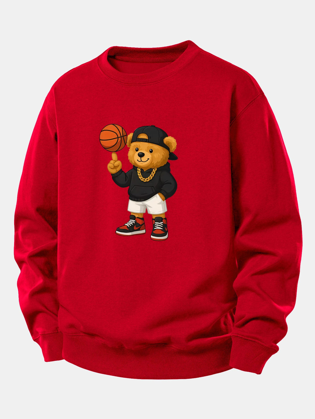 Bequemes Sweatshirt mit Basketball-Bären-Motiv