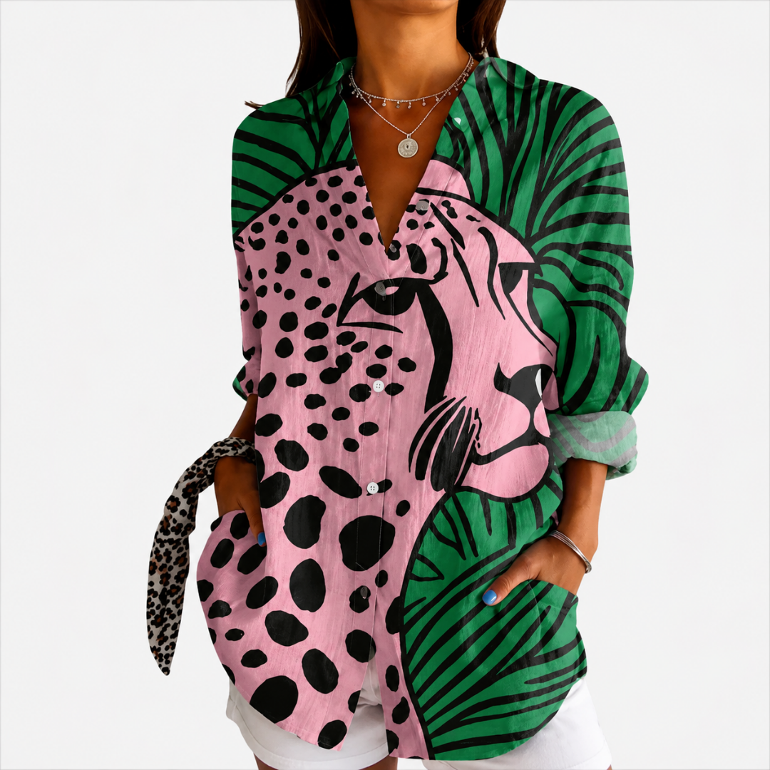 Tropische Leopardenmuster Kunstbluse