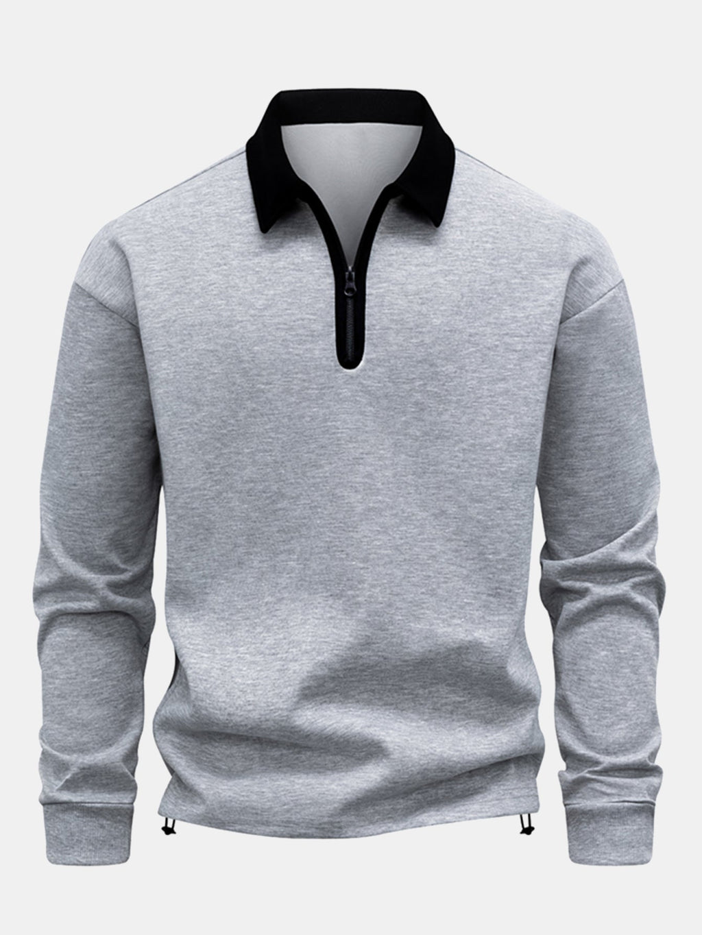 Kontraststreifen-Polo-Kragen-Sweatshirt