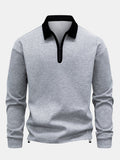 Kontraststreifen-Polo-Kragen-Sweatshirt