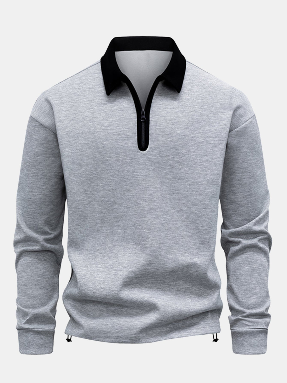 Kontraststreifen-Polo-Kragen-Sweatshirt