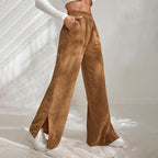 Moniek - Einfarbige Ripp-Design Casual Hose