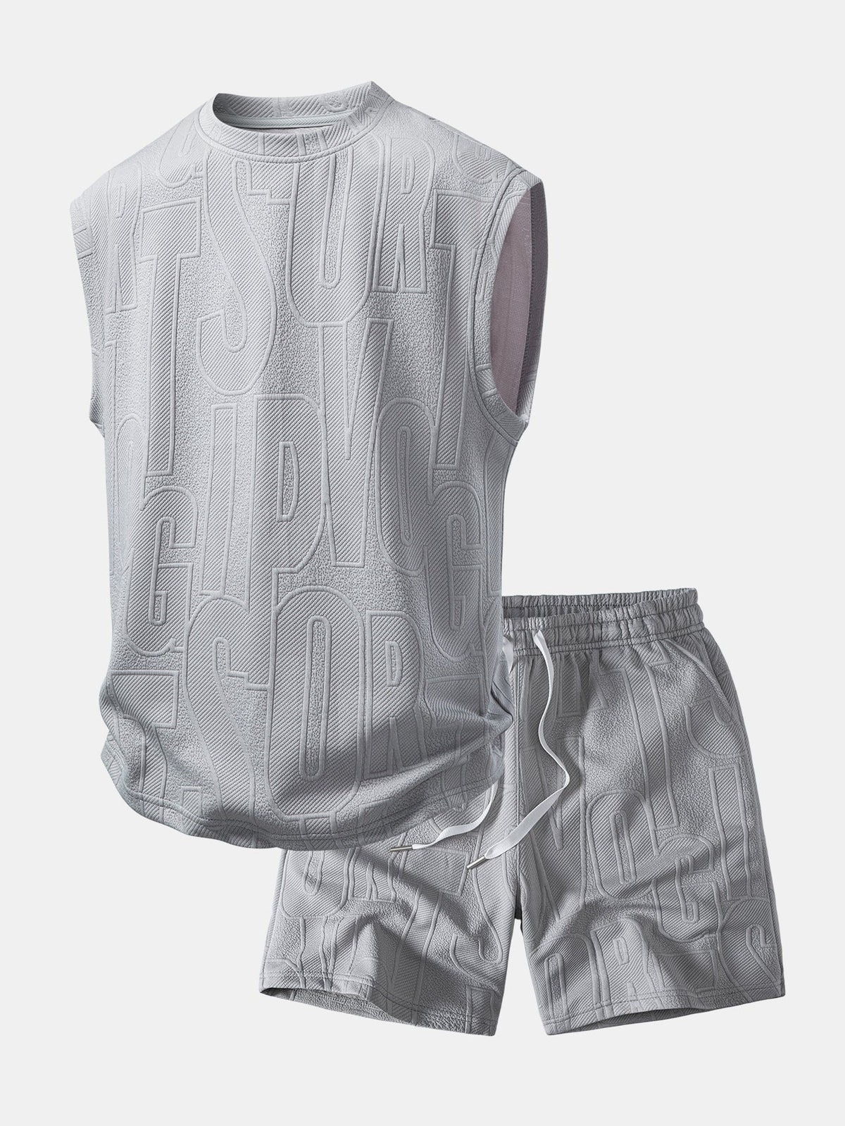 Tanktop mit Buchstaben-Jacquard und Shorts mit Kordelzug - Set