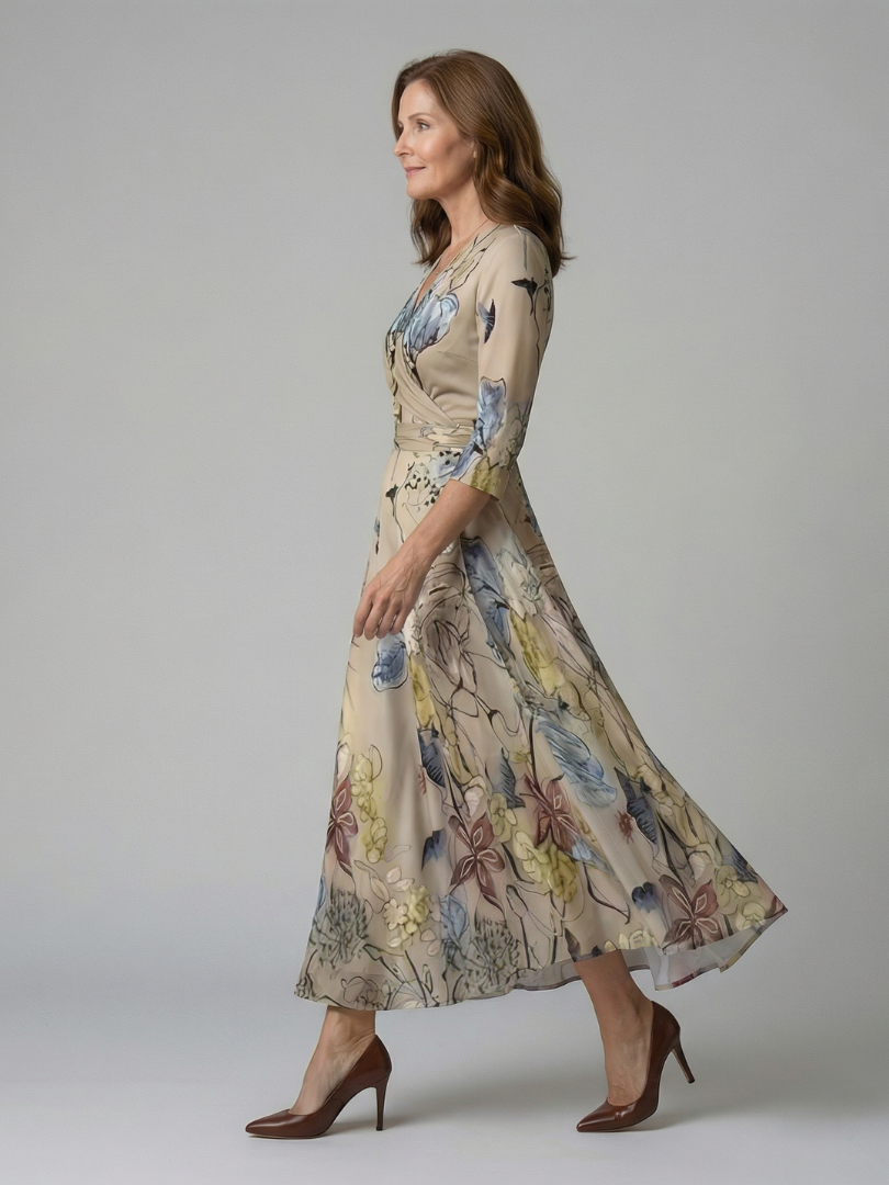 Celine | Midi-Kleid mit Wickelausschnitt