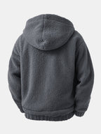 Kontrast Ruitjes Teddy Kapuzenpullover mit Reißverschluss