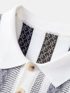 Gestreiftes strukturiertes Strick-Polo mit Slim Fit tapered Hose