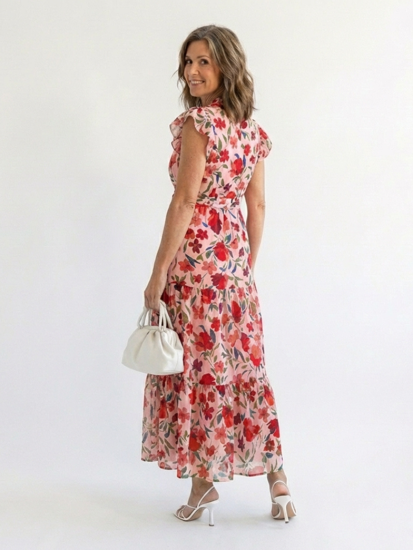 Lila | Elegantes Midi-Blumenkleid