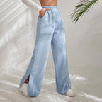 Moniek - Einfarbige Ripp-Design Casual Hose