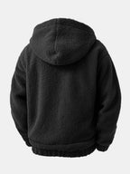 Kontrast Ruitjes Teddy Kapuzenpullover mit Reißverschluss