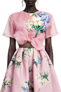 Margaret Pink Floral Round Neck Blouse
