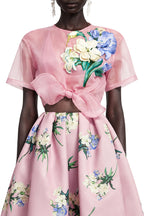Margaret Pink Floral Round Neck Blouse