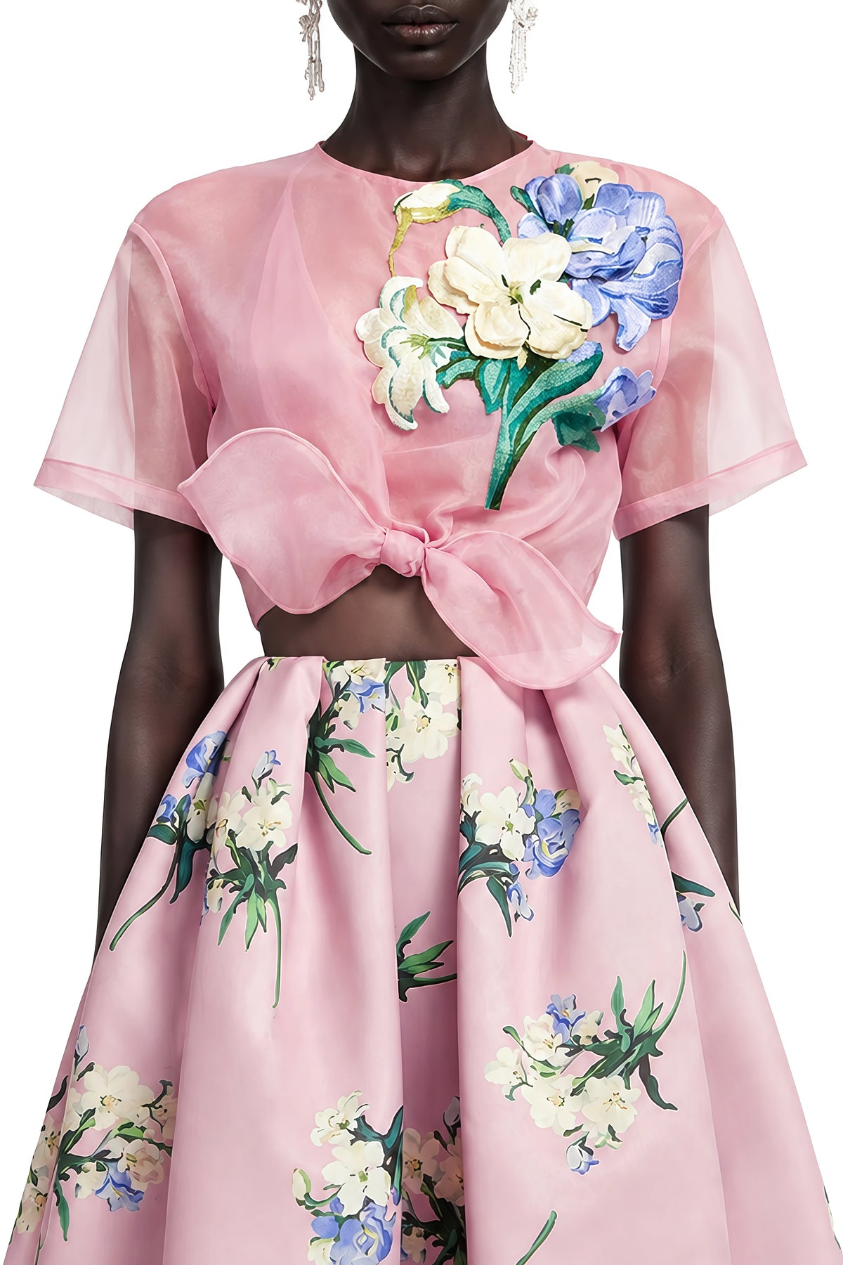 Margaret Pink Floral Round Neck Blouse