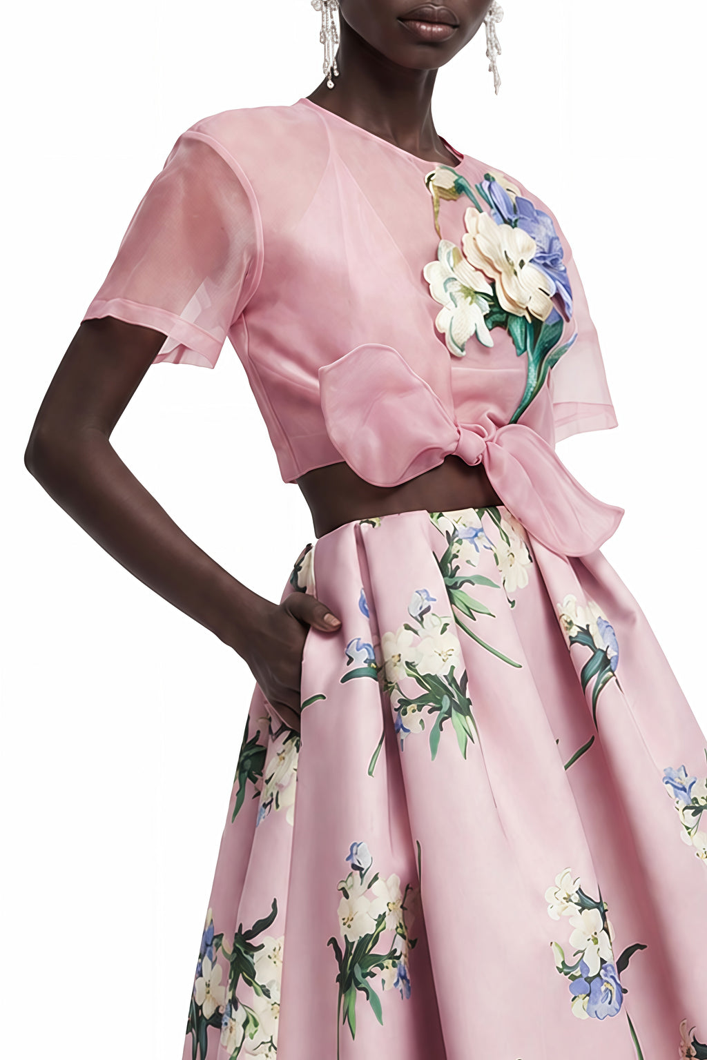 Margaret Pink Floral Round Neck Blouse