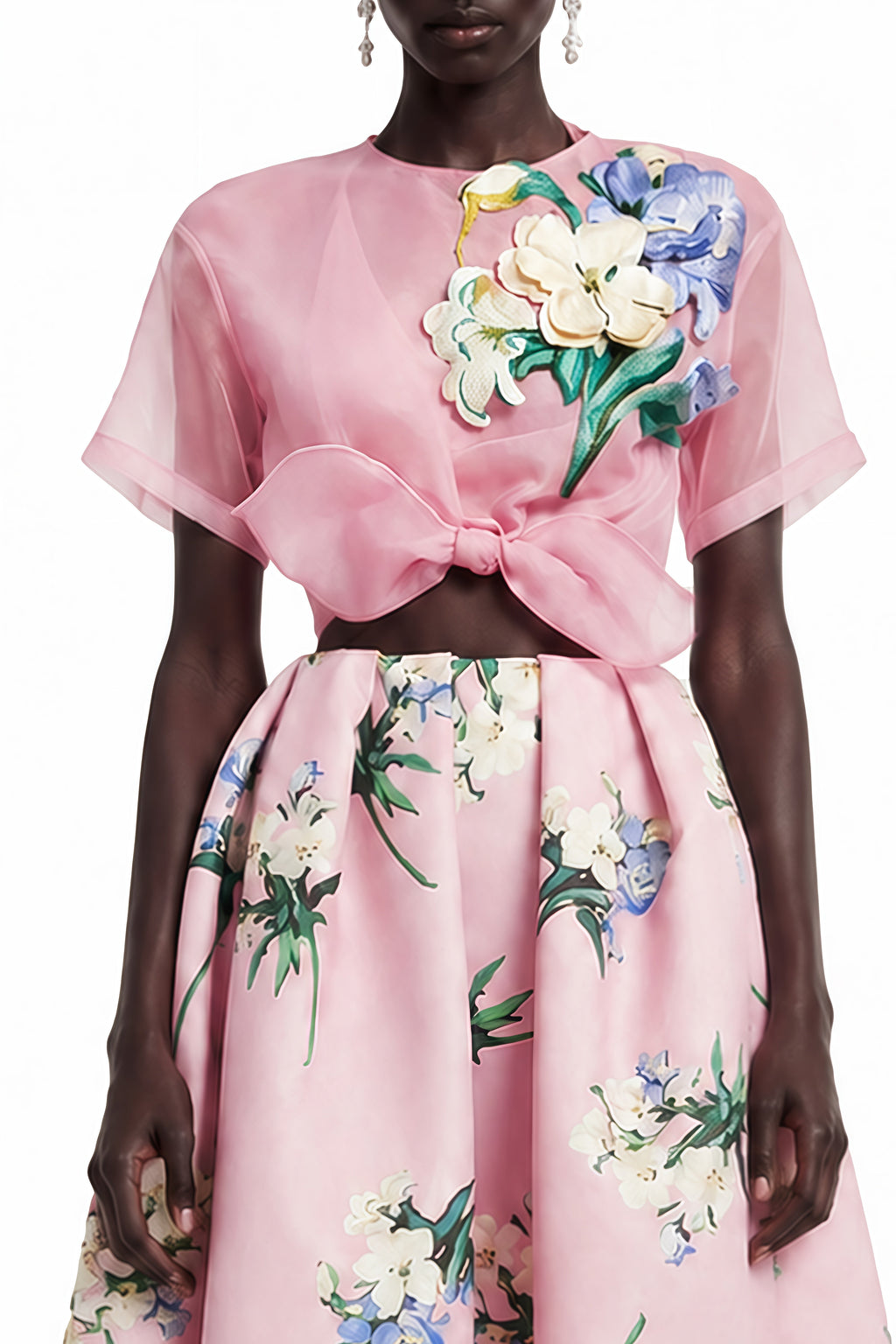 Margaret Pink Floral Round Neck Blouse