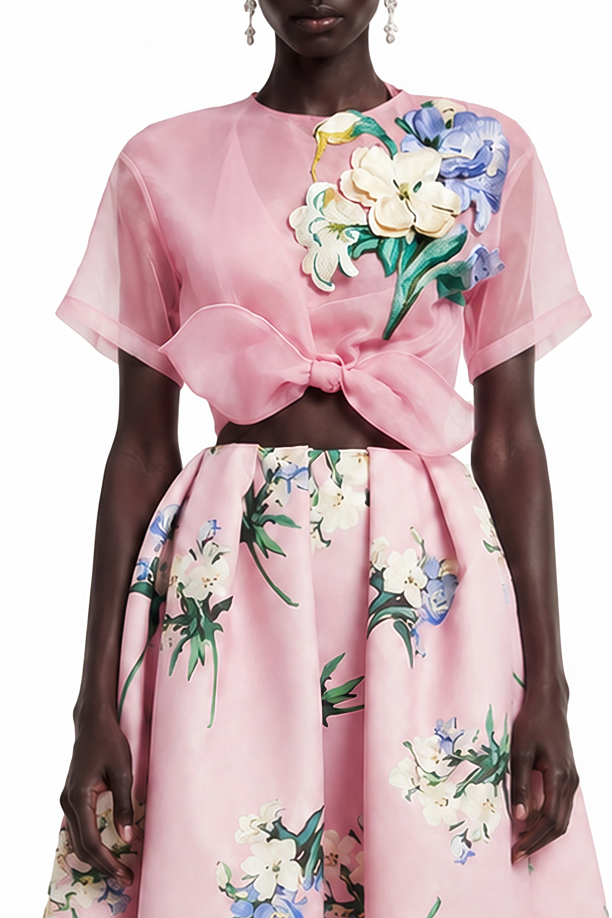 Margaret Pink Floral Round Neck Blouse