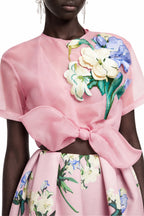 Margaret Pink Floral Round Neck Blouse
