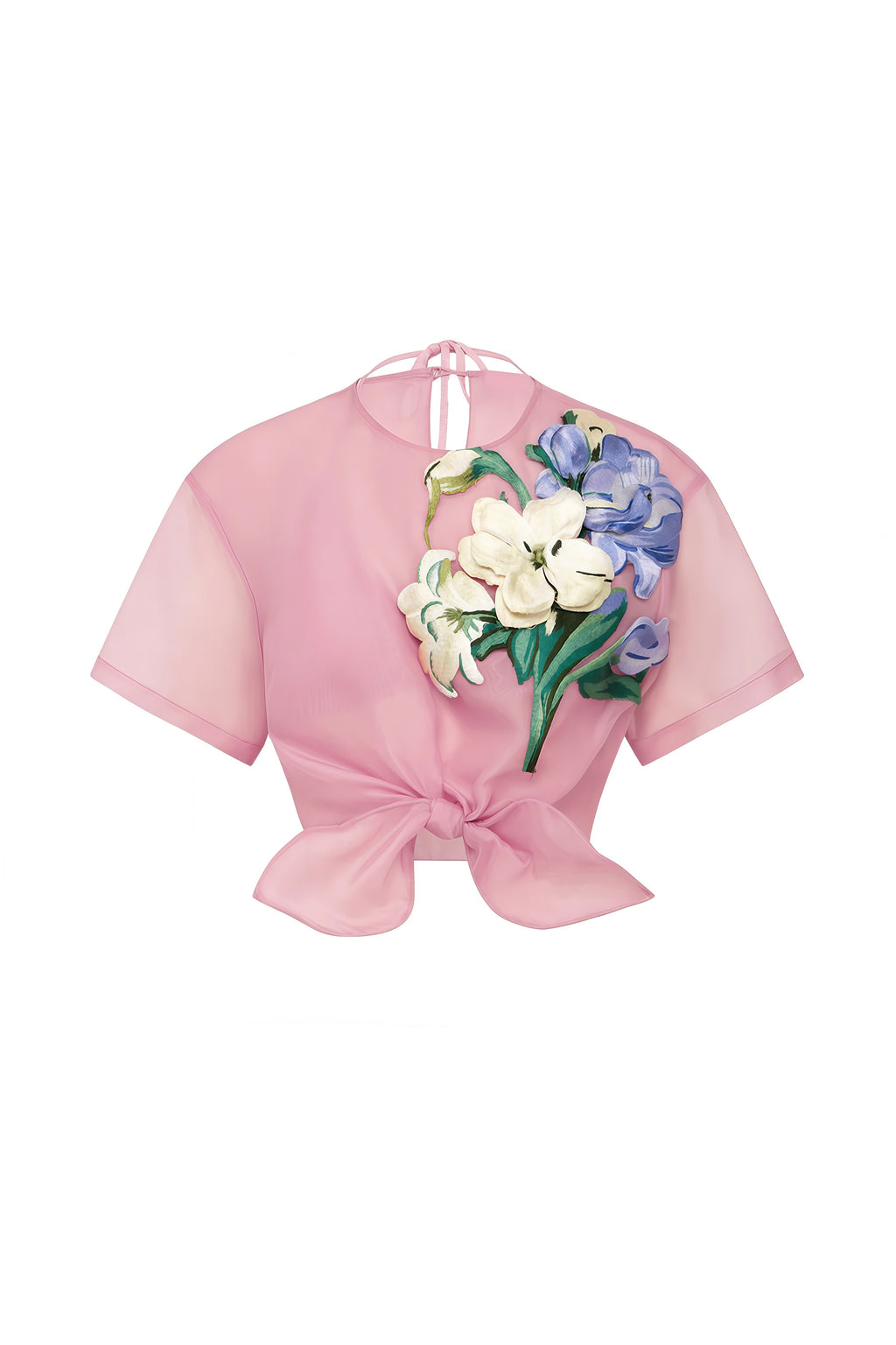 Margaret Pink Floral Round Neck Blouse