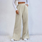 Moniek - Einfarbige Ripp-Design Casual Hose