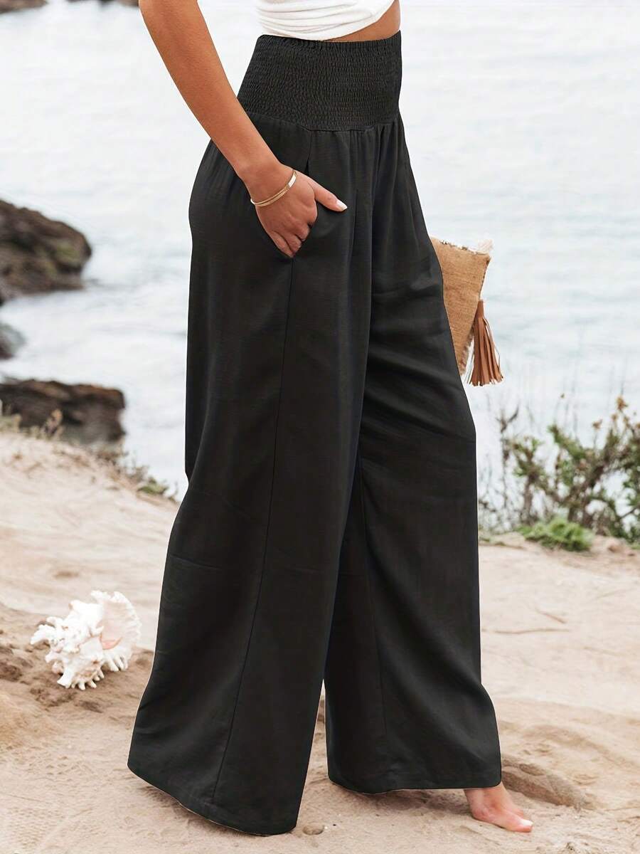 José | Hochtaillierte Lange Hose mit Taschen