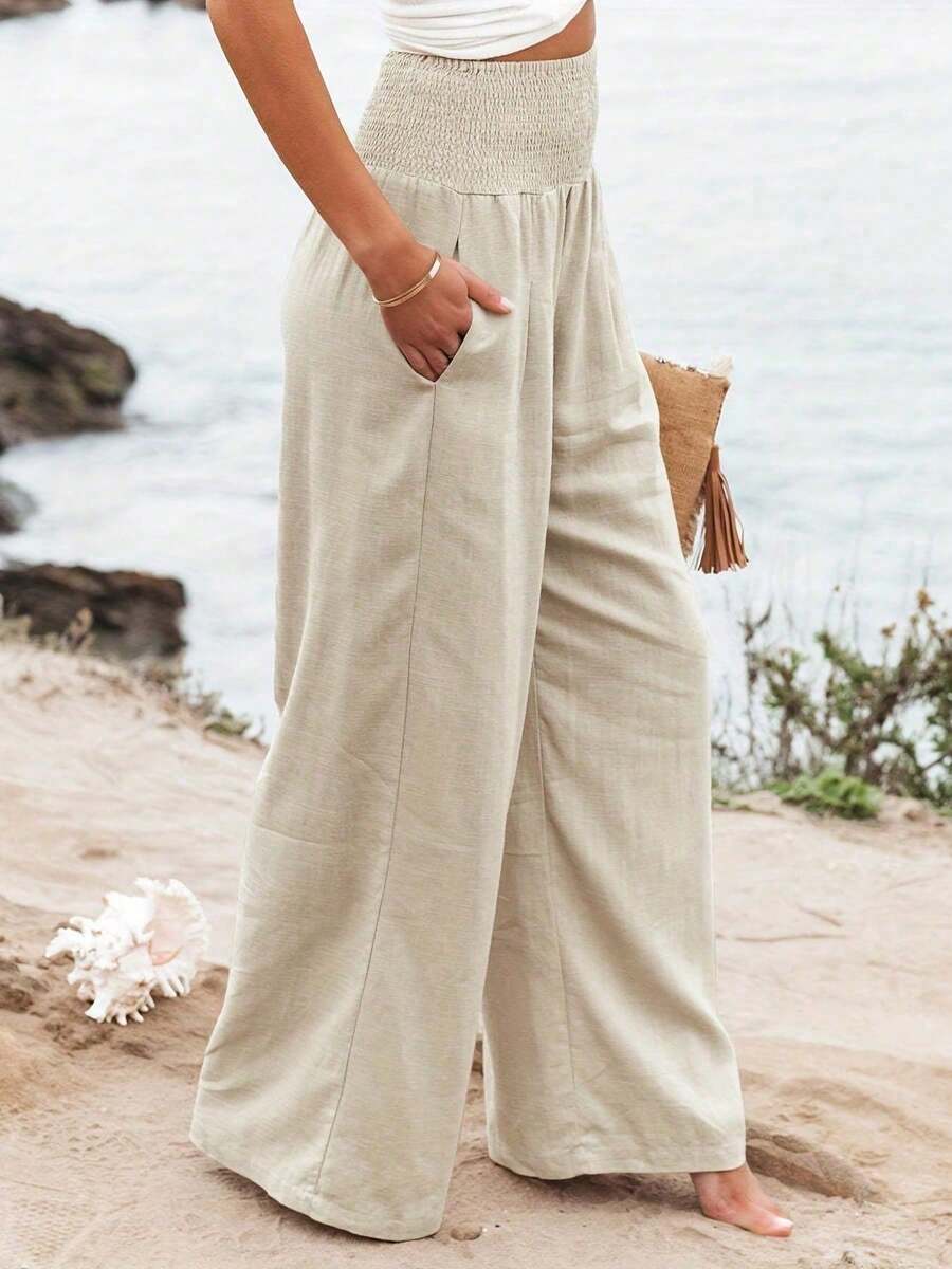 José | Hochtaillierte Lange Hose mit Taschen