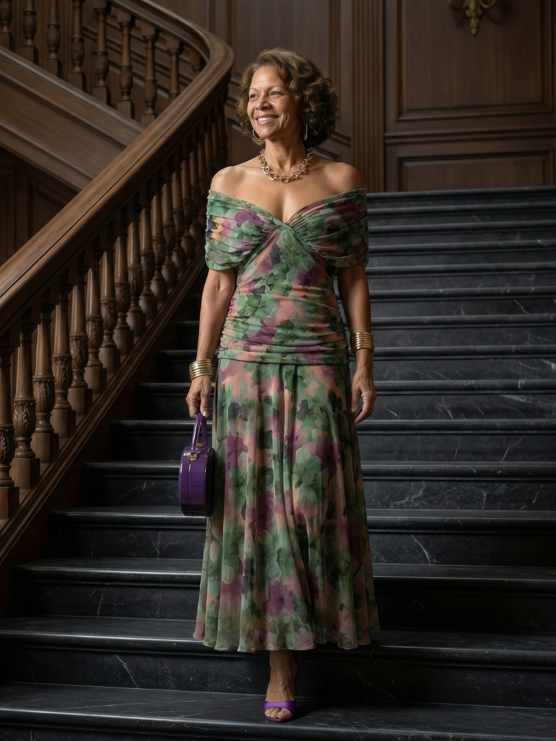 Calen | Off-Shoulder Flowing Midi Dress