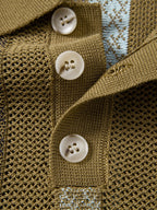 Gestreiftes strukturiertes Strick-Polo mit Slim Fit tapered Hose