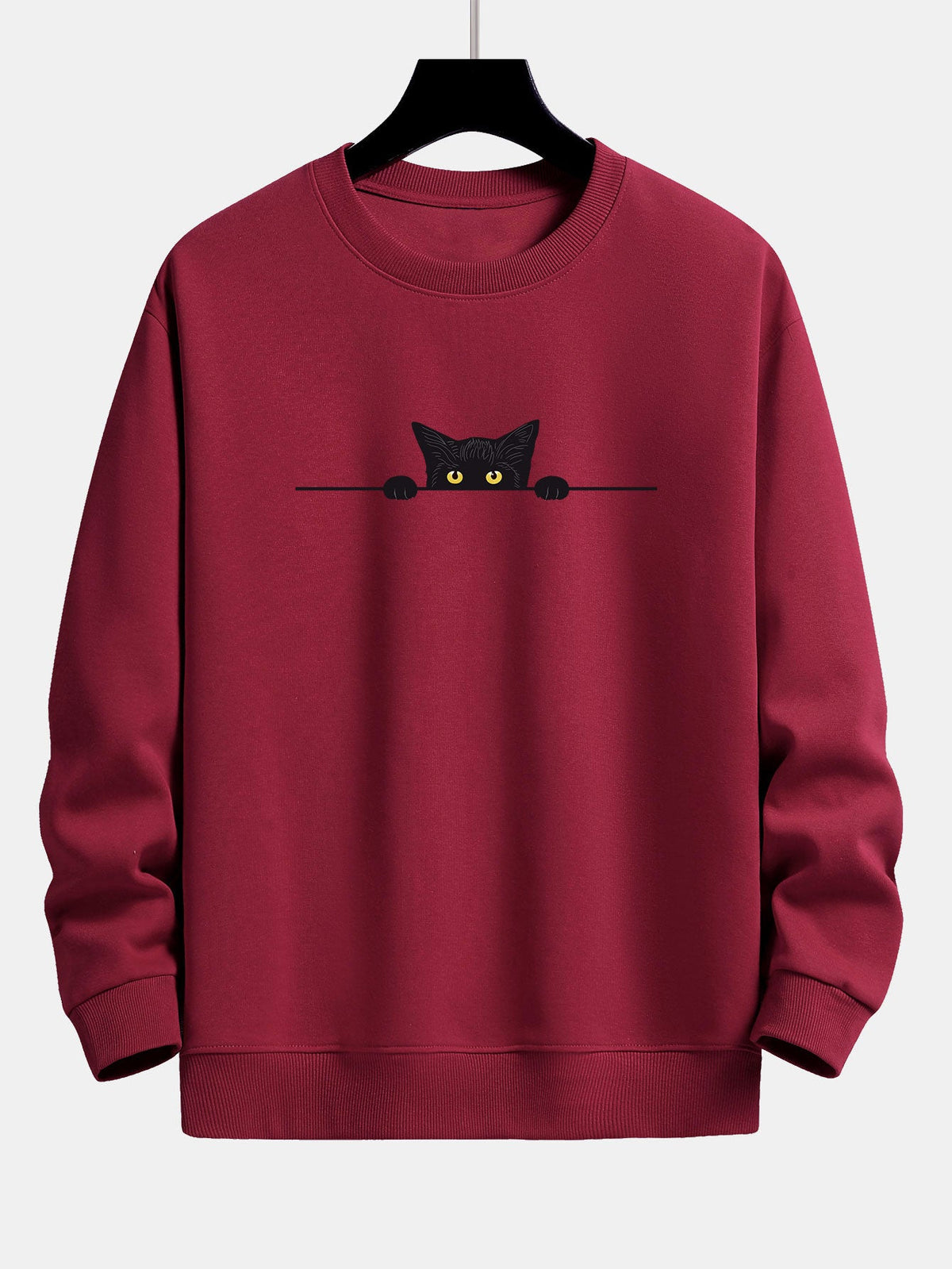 Relaxed Fit Sweatshirt with Black Cat Print