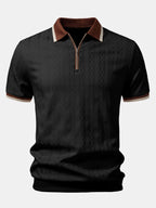 Kontrastierte Bies Textur Strick-Polo mit Reißverschluss & Slim Fit Tapered Hose