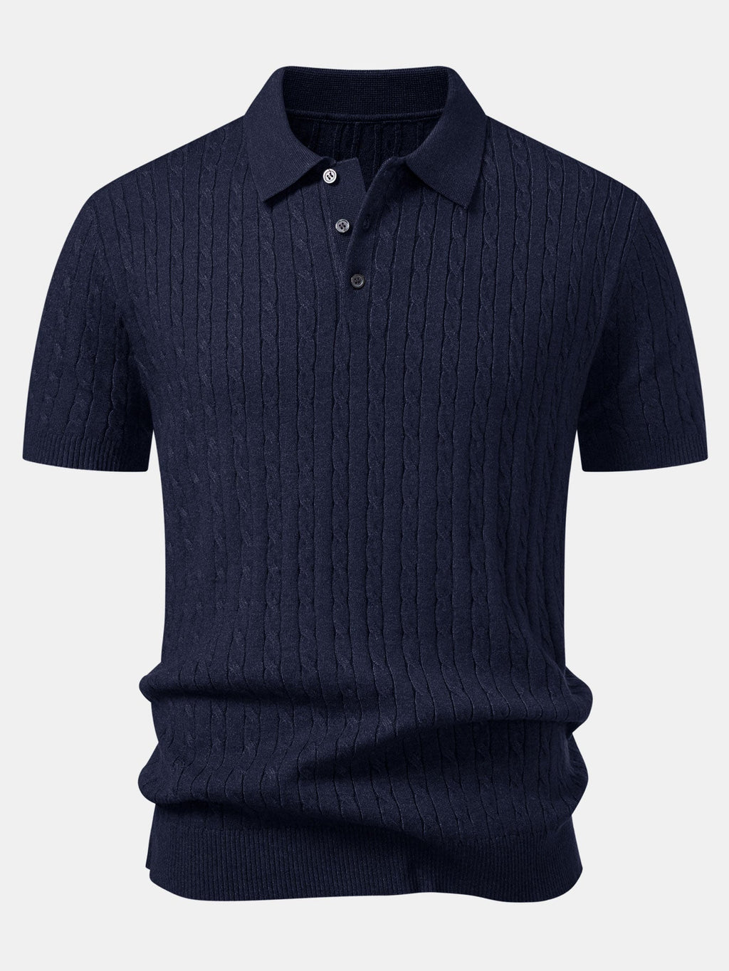 Jacquard Strick-Polo mit gedrehtem Design & Slim Fit Hose