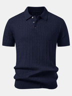 Jacquard Strick-Polo mit gedrehtem Design & Slim Fit Hose