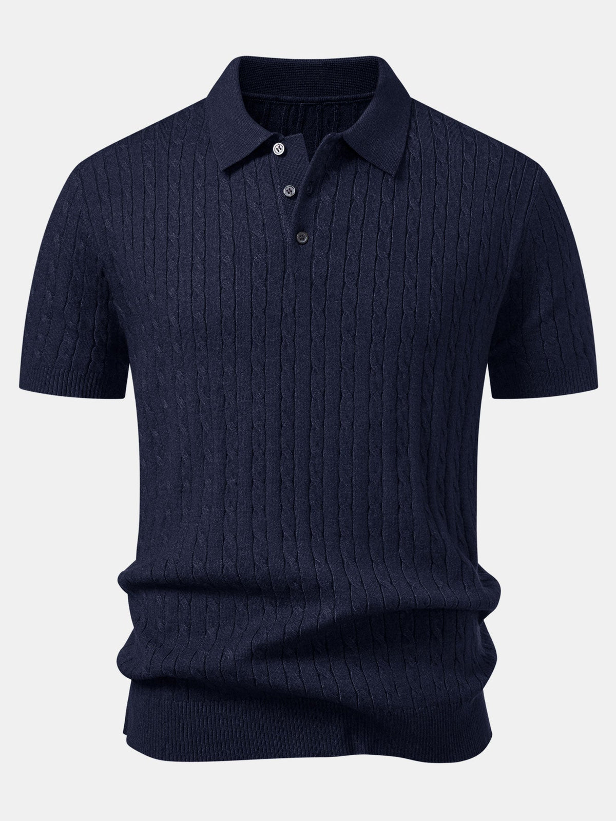 Jacquard Strick-Polo mit gedrehtem Design & Slim Fit Hose