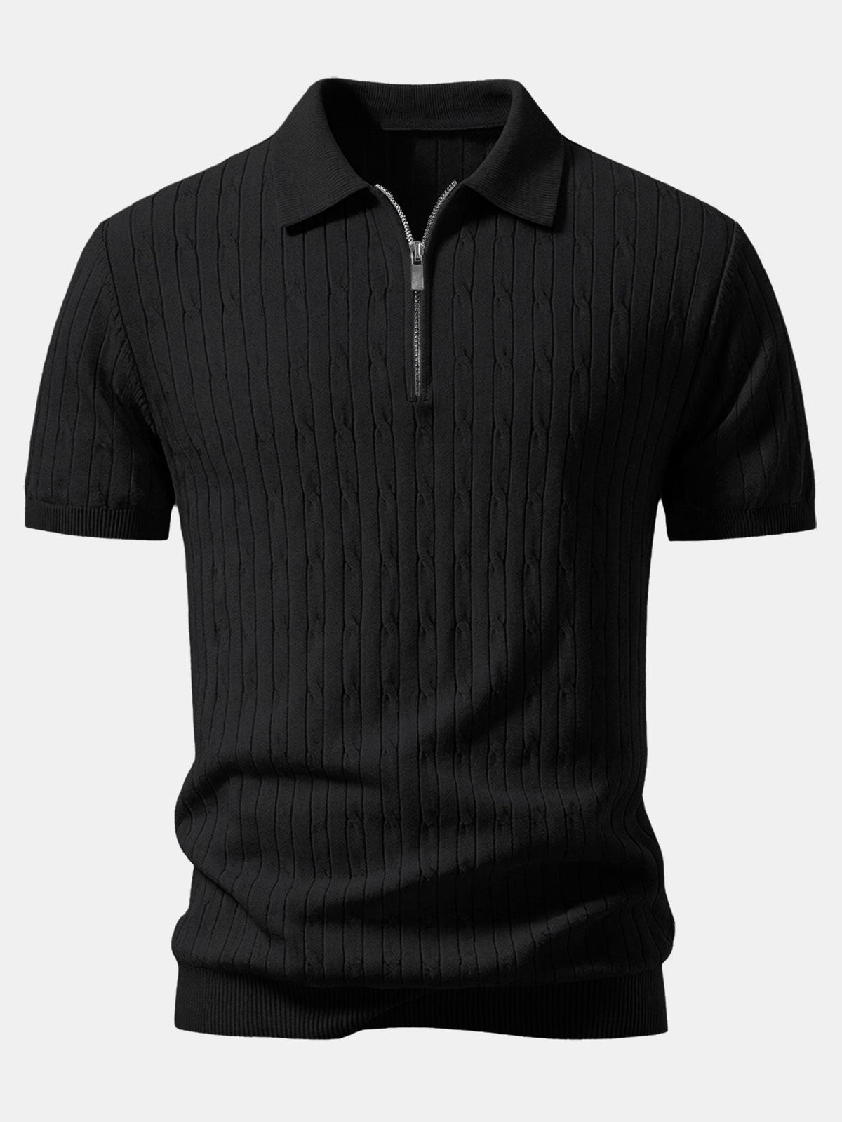 Twisted Jacquard Knit Polo & Slim Fit Tapered Pants