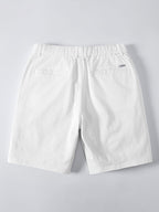 Kurzarm Baumwollhemd mit Streifen, Stehkragen und elastischer Taille – Chino Shorts