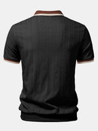 Kontrastierte Bies Textur Strick-Polo mit Reißverschluss & Slim Fit Tapered Hose