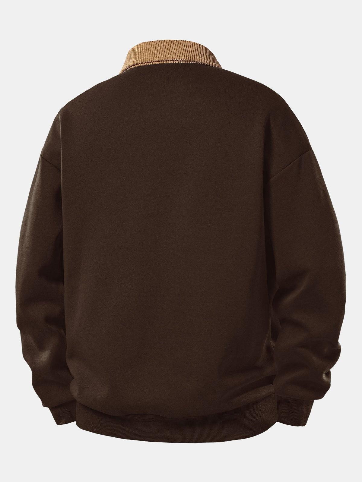 Entspanntes Herren Sweatshirt mit Kontrast-Polo-Kragen und Print aus Corduroy