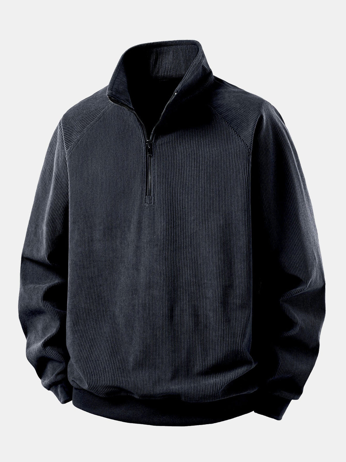 Viertelreißverschluss-Sweatshirt mit Rippcord-Raglanärmeln